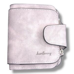 Baellerry Light Grey Faux Suede Folding Wallet Adult Unisex Travel